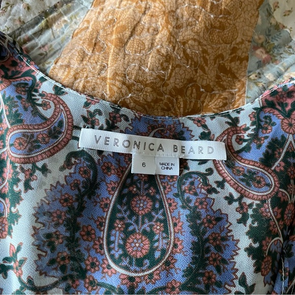 Veronica Beard Lowell Silk Paisley Blouse women’s Size 6 chiffon long sleeve - Picture 5 of 8